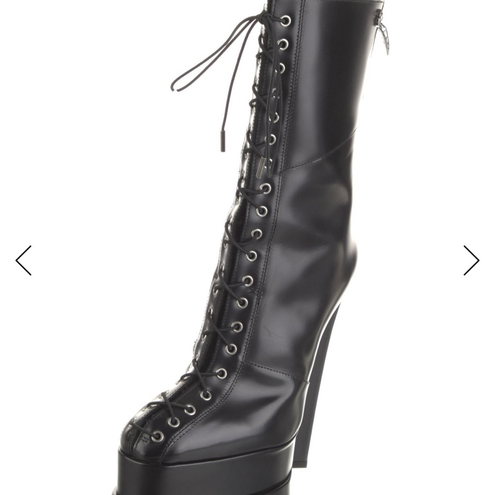 Roberto Cavalli Black Lace-Up High Heel Boots